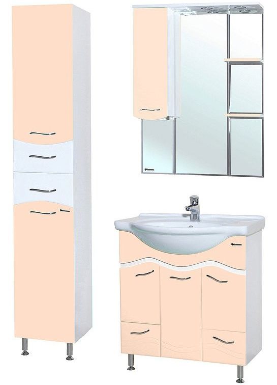 Зеркало со шкафом Bellezza Мари 75 R 4612912001226 с подсветкой Бежевое