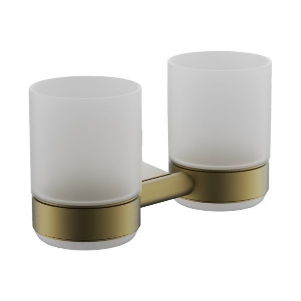 Стакан для ванной комнаты двойной BELZ B91308, брашированное золото