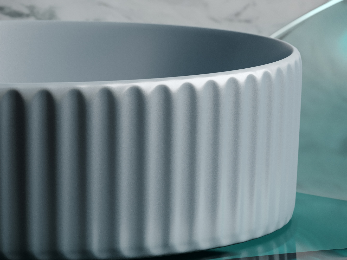 Умывальник чаша накладная круглая (цвет Серо-Голубой Матовый) Элемент (Element) 360x360x115мм, артикул CN6057MHL