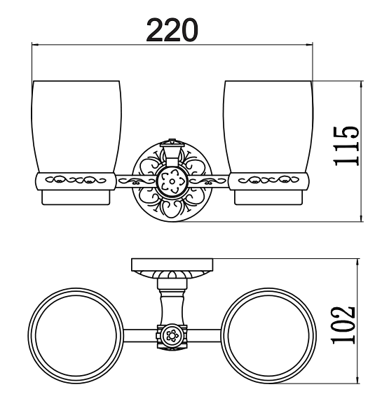 Стакан для ванной комнаты двойной Savol S-005868A, хром, артикул S-005868A