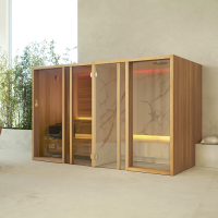 Effegibi Yoku Spa Shelf Сауна&Хаммам 444x170h217см, пристенная, цвет: сауна чёрный орех/Calacatta Gold Extra