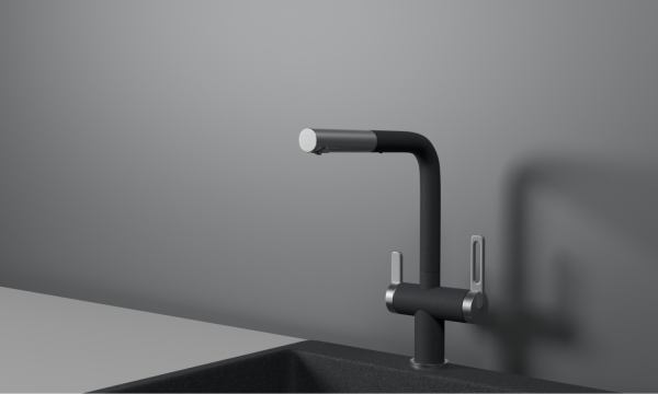 Смеситель для кухни GRANULA с выдвижным изливом и подключением к фильтру (8170, ГРАФИТ)