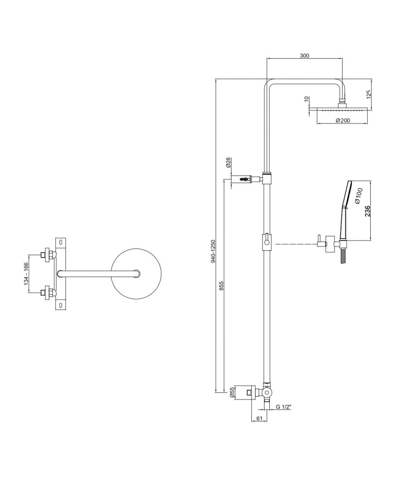 Душевая система термостатическая Fiore KEVON BLACK MATT 44NN0932, черный