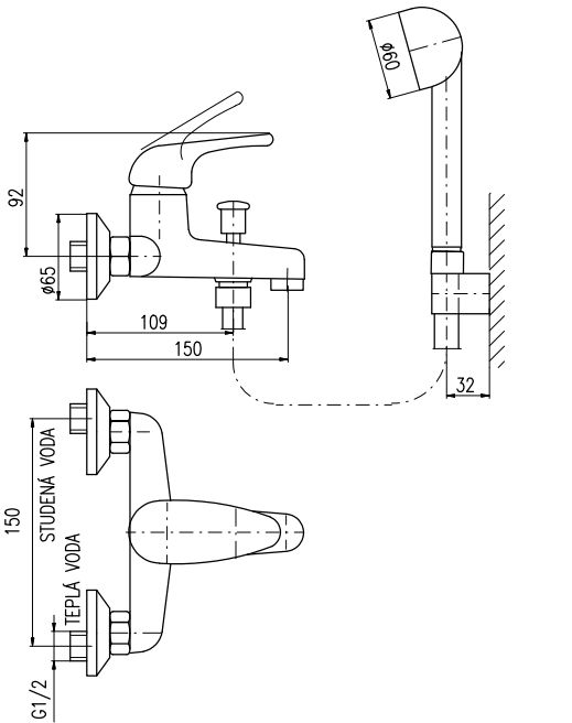 Смеситель для ванны Rav Slezak Sazava SA554.5/2
