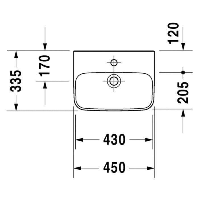 Duravit DuraStyle Умывальник для рук без перелива,с 1 отв. для смесителя , 450x335мм, Цвет: Белый