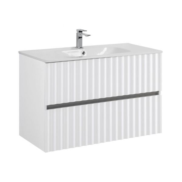 ELEGANT База под раковину подвесная с двумя выкатными ящиками, с LED подсветкой ручек. Белый глянец, 870x469x550 AM-ELEGANT-900-2C-SO-BL-LED-P