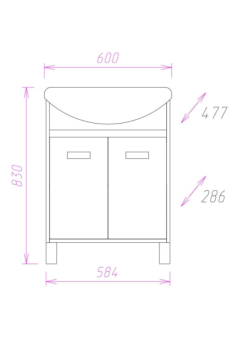 Тумба Onika Гамма 60 напольная, ясень шимо/венге (ум. Erica 60)