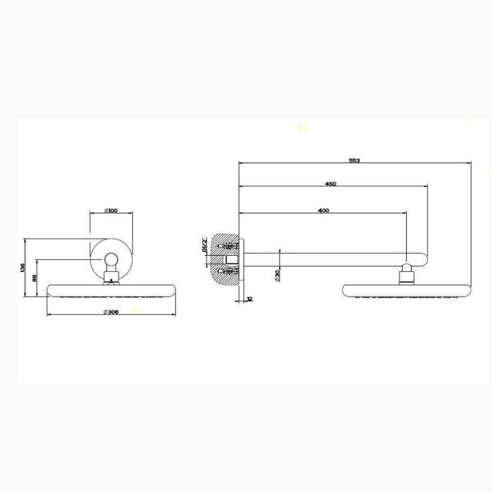 Gessi Goccia Верхний душ для настенного крепления Ø306мм, цвет: черный