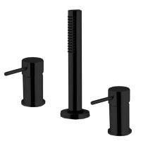 Fima Carlo Frattini Spillo Up Смеситель на борт ванны, на 3 отв., с ручным душем, цвет: чёрный матовый