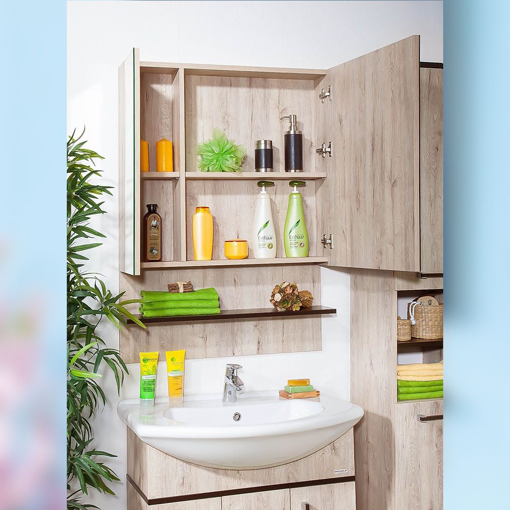 Зеркальный шкаф Бриклаер ТЕХАС 75 см, кантри/венге, артикул 4620750416058