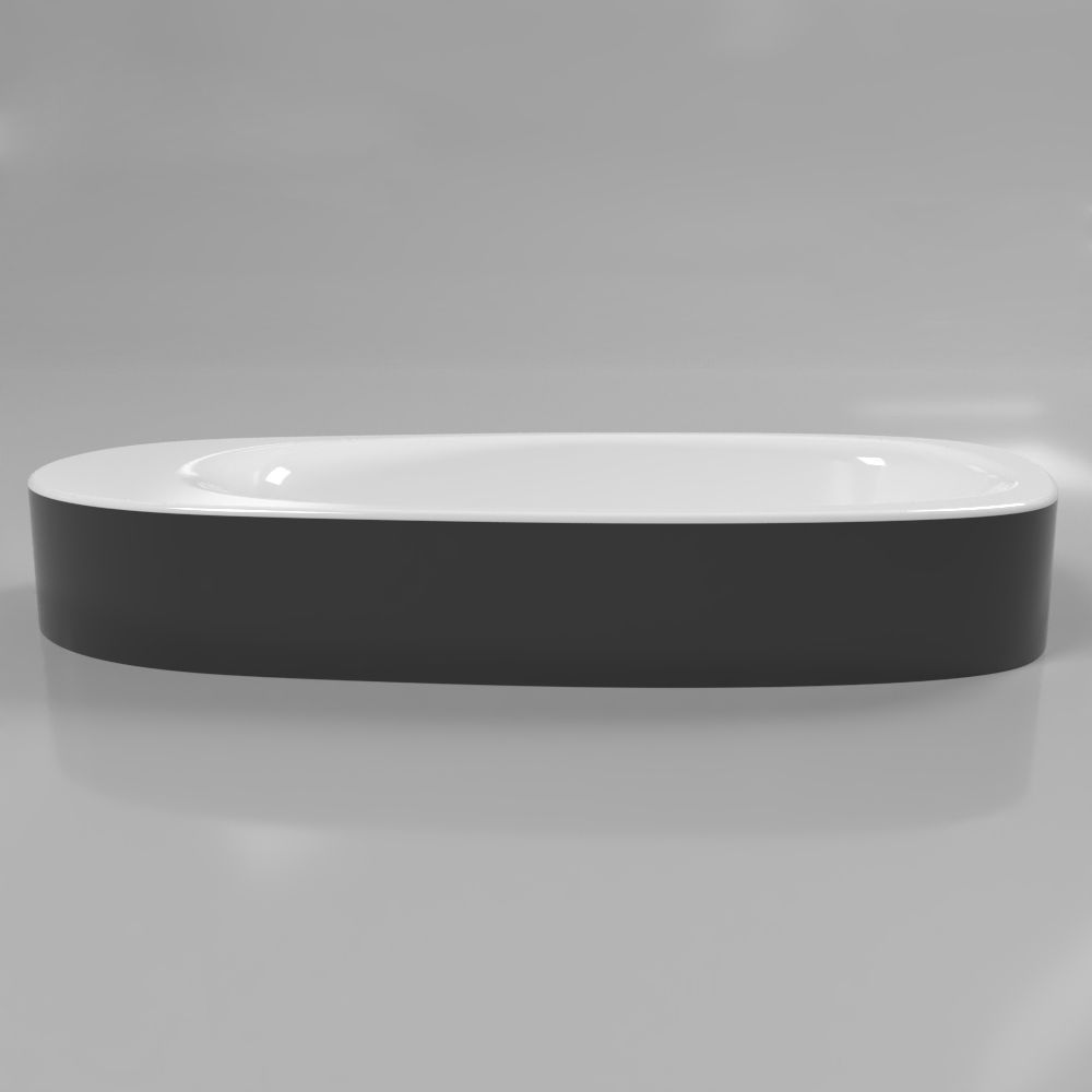 Умывальник WHITECROSS Moonstone F 70x35 (черный/белый глянец) иск. камень