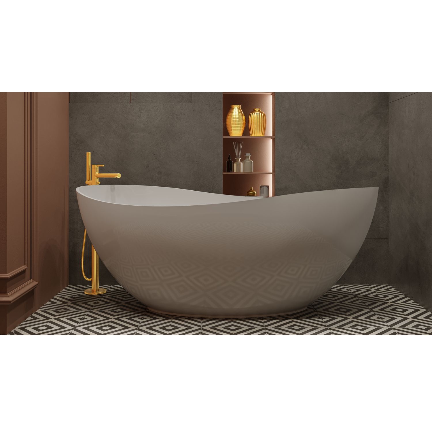 Ванна WHITECROSS Ruby 165x75 (белый глянец) иск. камень