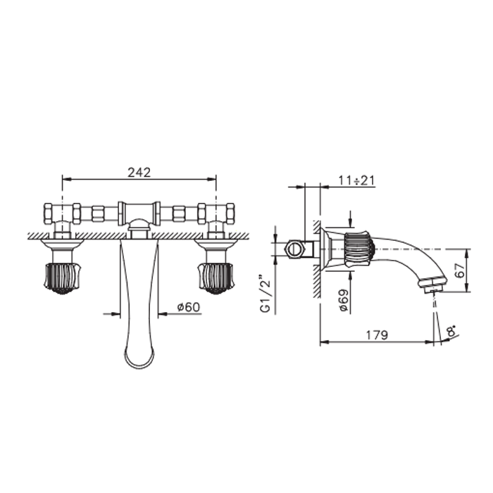 Nicolazzi Onice Смеситель для раковины встраиваемый, цвет: хром
