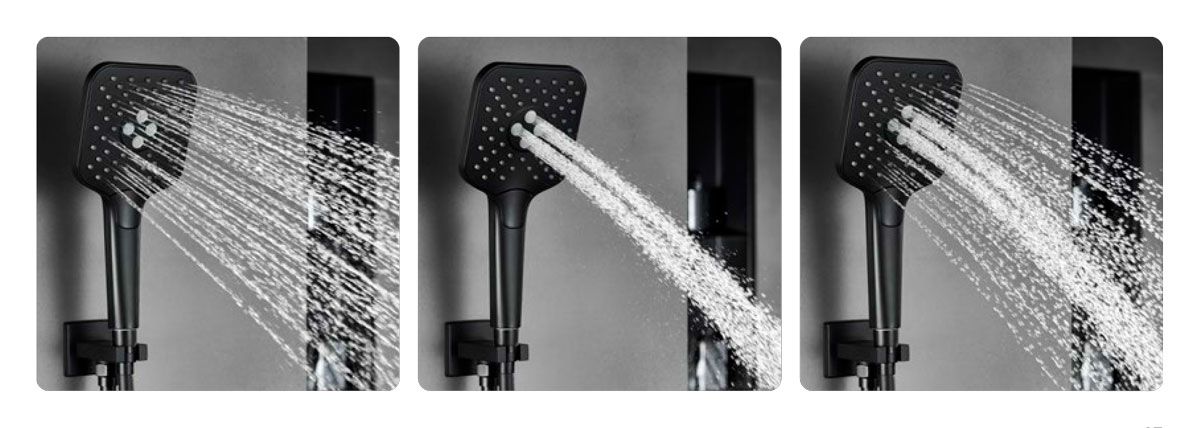 Душевой комплект Next VSFW-1N3TGM термостатический встраиваемый, трехрежимный, вороненная сталь