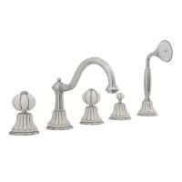 OLIVIA См-ль на борт ванны, на 5 отв., излив "змейка", бел. с декором платина/хром