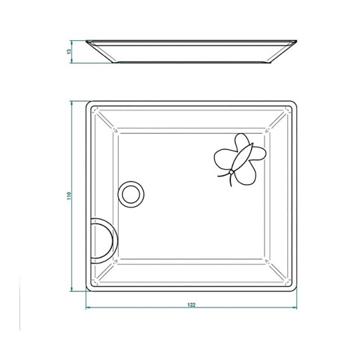 THG CAPUCINE MAUVE DECOR OR Поднос керамический 122х110 мм., настольный, small size, декор золото/лиловый, цвет белый