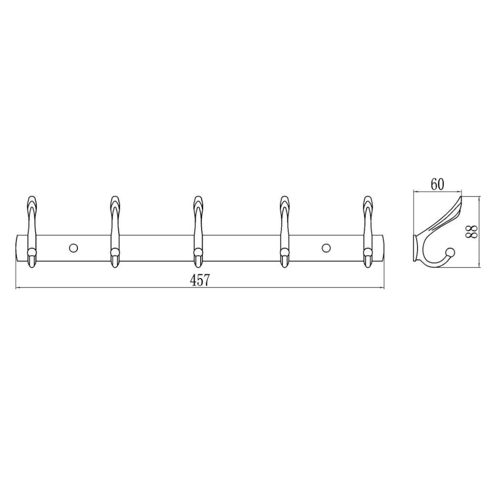 Планка с крючками Savol S-00115B, золото