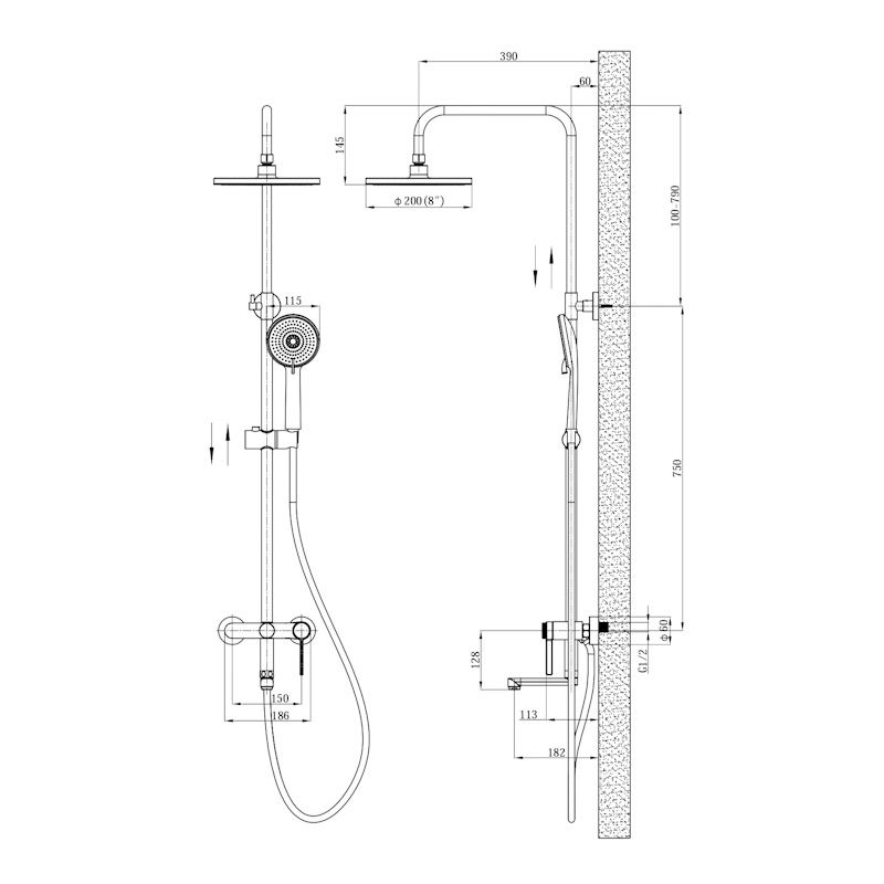 Душевая система Esko Sochi Gun metal ST260SCGM, оружейная сталь