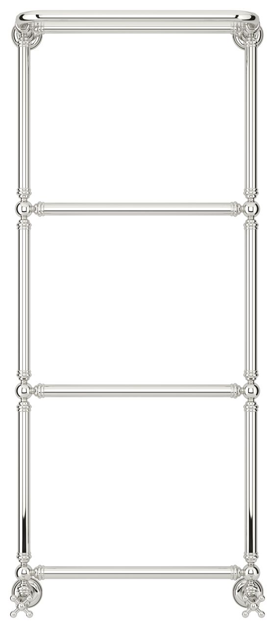 Полотенцесушитель, Сунержа, Ренессанс 1386, водяной, ширина, мм-572, глубина, мм-246, высота, мм-1333, межосевое расстояние-500, подключение-нижнее, мощность, Вт-339, присоединительный размер-НР G 1/2" / НР G 3/4" (эксцентрик), материал-нержавеющая сталь,