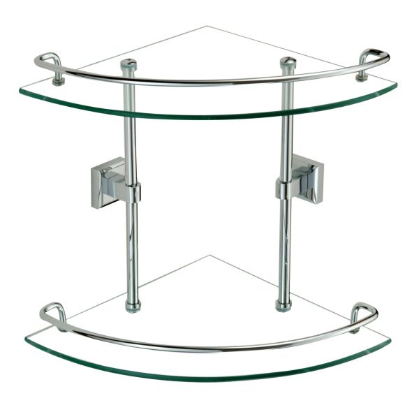 Полка угловая стеклянная Savol S-095322, хром