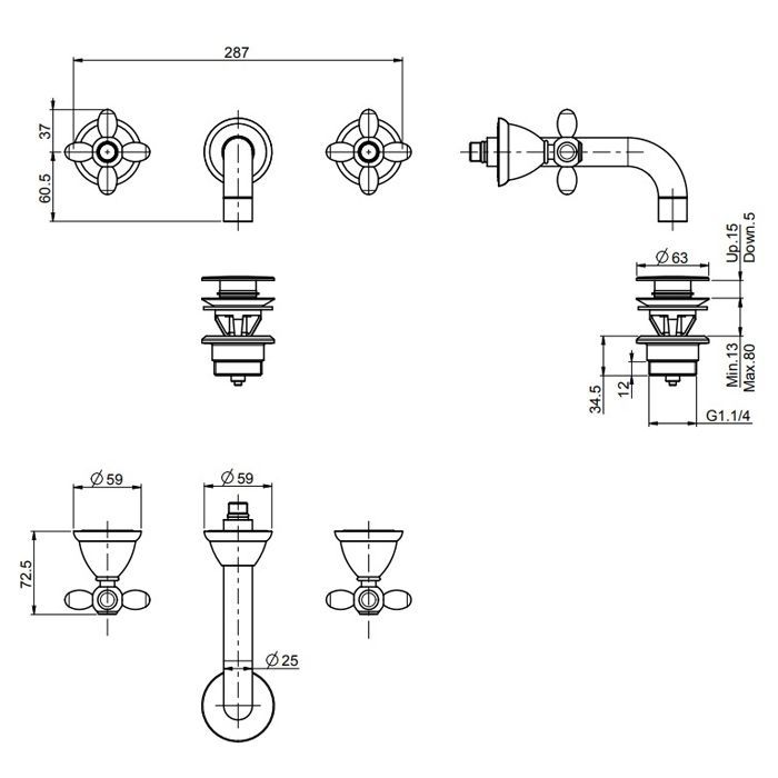 Внутренняя часть, Fima Carlo Frattini, назначение-смеситель для раковины