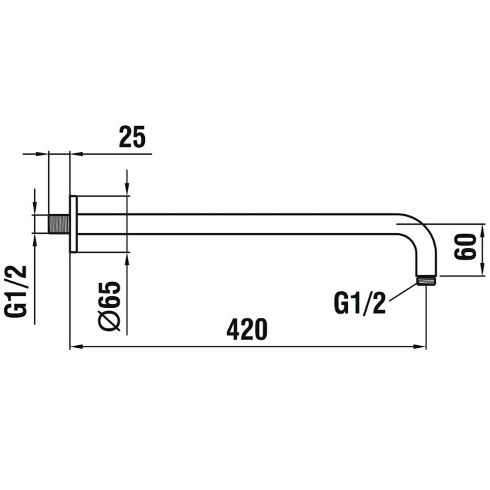 Держатель верхнего душа, Laufen, Other, вид-настенный, вынос, мм-420, для душевой лейки с круглой розеткой, цвет-хром