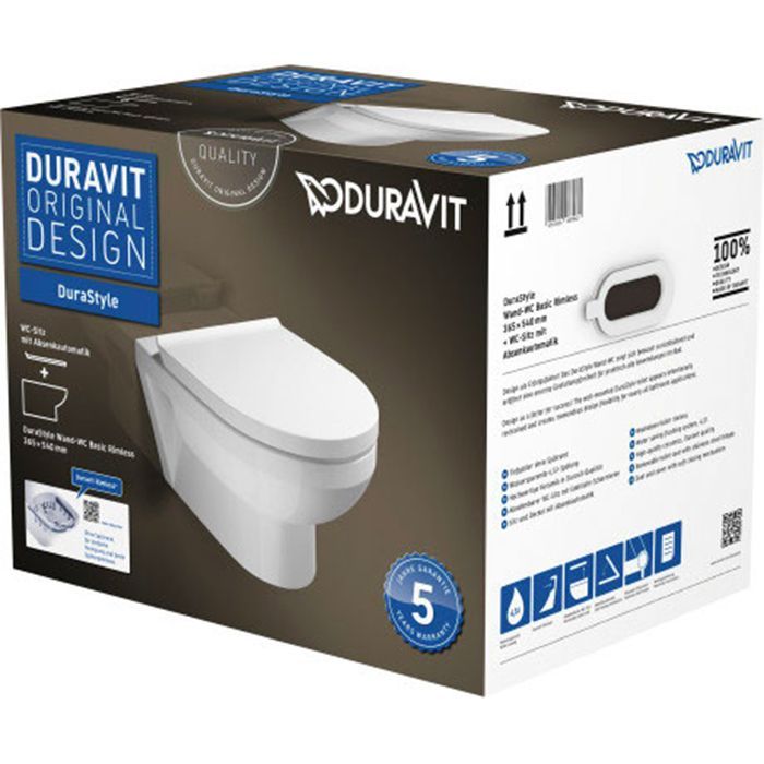 Duravit DuraStyle Комплект: подвесной унитаз Basic Rimless  256209 365х540 мм.+ сиденье с автоматич закрыванием 002079 &quot;СПЕЦЦЕНА с нашего склада!&quot;