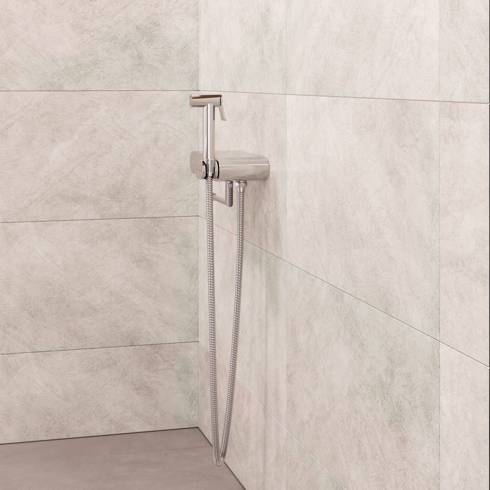 Смеситель с полочкой и держателем туалетной бумаги, с гигиеническим душем - RGW SP-222, хром, артикул 581408222-01