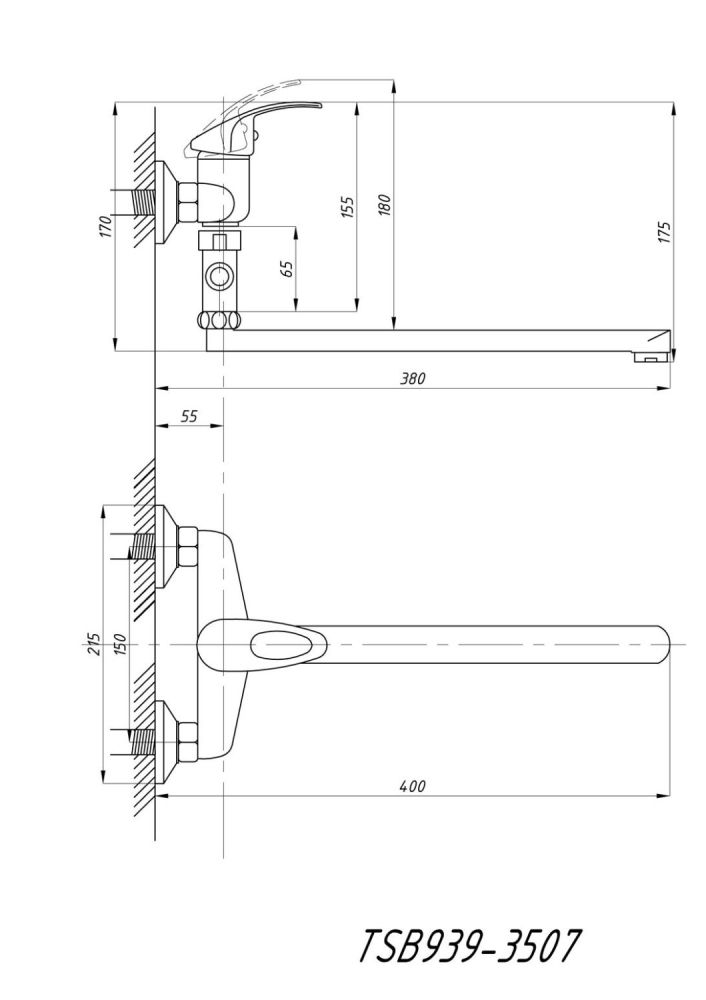Смеситель для ванны с душем TSARSBERG (TSB-939-3507) тип См-ВУОРНШлА, артикул TSB-939-3507