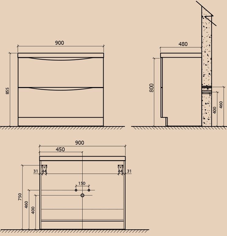 Тумба под раковину BelBagno Ancona-N 90 ANCONA-N-900-2C-PIA-RW Rovere moro Тумба под раковину BelBagno Ancona-N 90 ANCONA-N-900-2C-PIA-RW Rovere moro