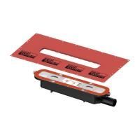 Сифон, TECE, TECEdrainprofile, для дренажного канала, заниженный, DN 40 боковой слив, для горизонтального подсоединения сливной трубы, съемный гидрозатвор, встроенный анкер бетонной стяжки, с гидроизоляционной манжетой SealSystem с защелкой для монтажа в 