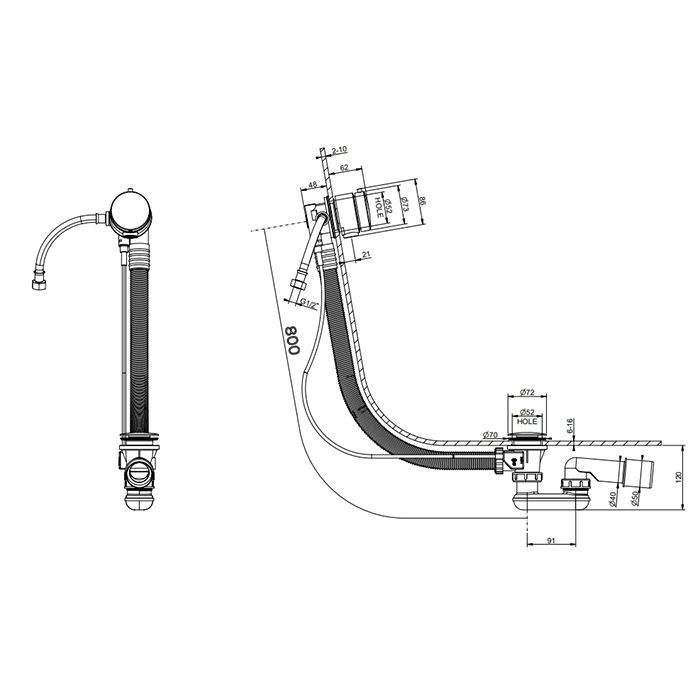 GESSI Слив-перелив для ванны, с наполнением через перелив, пластиковый, цвет Finox Brushed Nickel