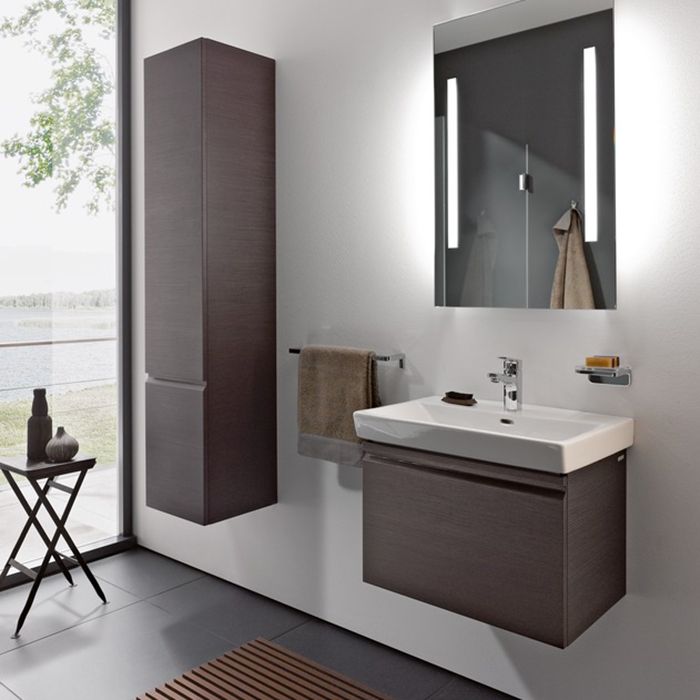 LAUFEN PRO S высокий шкаф 350x335x1650 мм, 1 дверца, петли слева, 4 стеклянные полки, цвет венге, артикул 4.8312.1.095.423.1