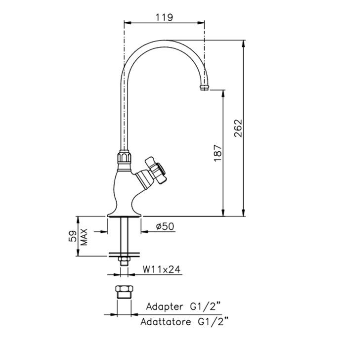 NICOLAZZI EL CAPITAN MINI Излив с запорным вентилем для питьевой воды, цвет Gold