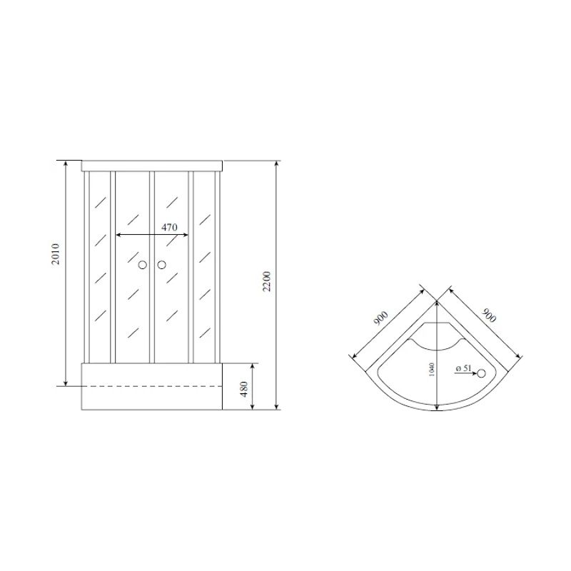 Душевая кабина Timo Standart T-5590, 90x90x220