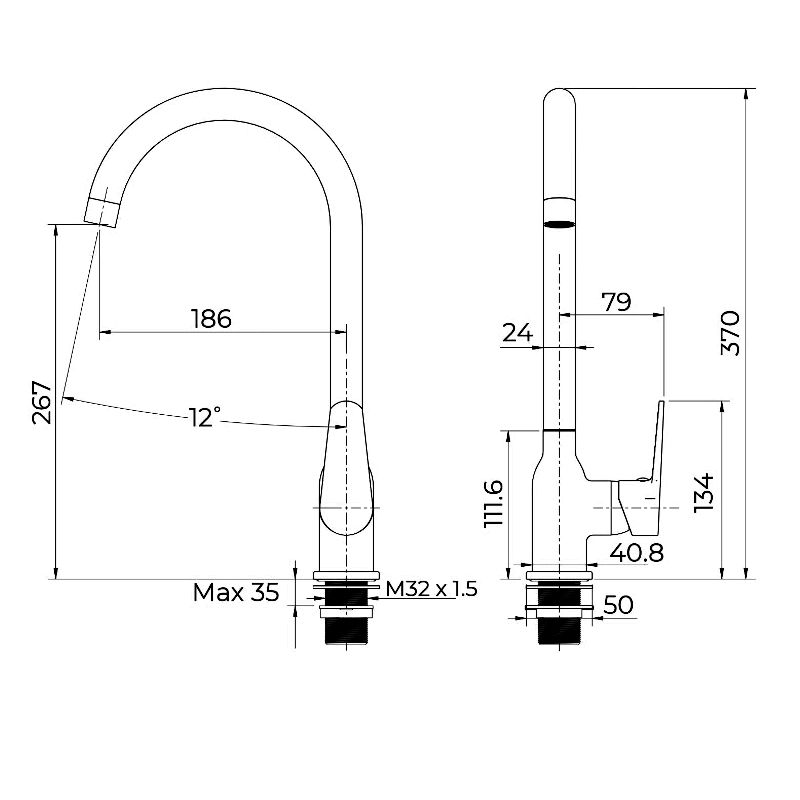 Смеситель для кухни Knotlor KN-51, хром, артикул KN-51