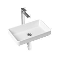 Комплект 3 в 1 Lavinia Boho Bathroom Sink Slim 21510082, накладная фарфоровая раковина 55 см, смеситель, пластиковый сифон