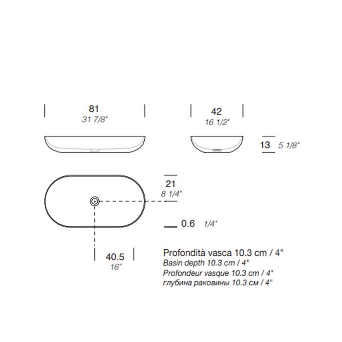 NOORTH milldue edition BLEND Раковина накладная 81х42хh13 см,  из CRISTALPLANT, без отв для сме, без перелива, с  донным клапаном, цвет белый матовый
