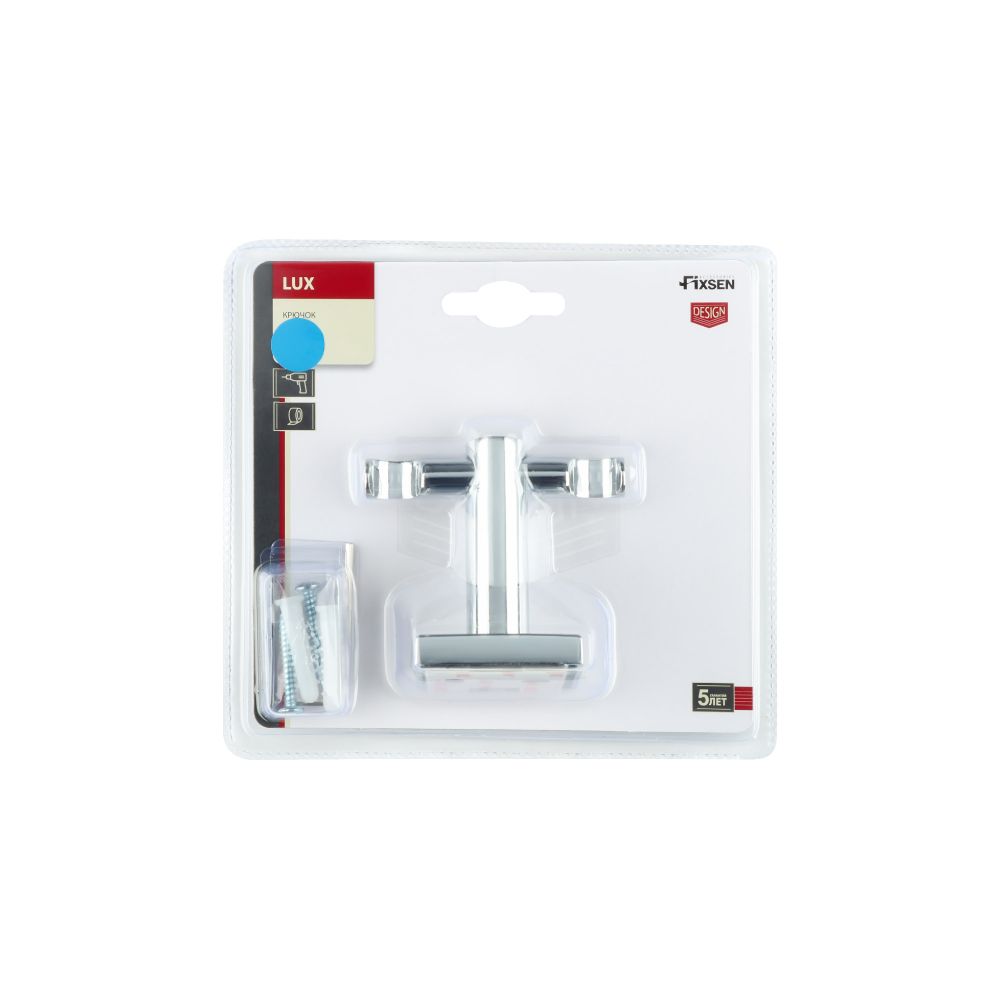 Двойной крючок для ванной FIXSEN LUX CHROME FX-15005A, хром, артикул FX-15005A