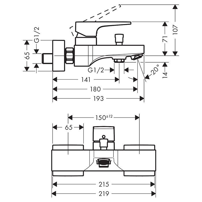 Смеситель для ванны и душа, Hansgrohe, Metropol, тип открывания воды-однорычажный, тип регулирования воды-керамический узел смешивания, тип установки-настенный, вынос излива, мм-180, цвет-шлифованная бронза Смеситель для ванны и душа, Hansgrohe, Metropol, тип открывания воды-однорычажный, тип регулирования воды-керамический узел смешивания, тип установки-настенный, вынос излива, мм-180, цвет-шлифованная бронза