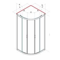 SAMO VB Полукруг 86.5-89,5х200, R55, профиль и ручки хром, стекло прозрачное+starclean