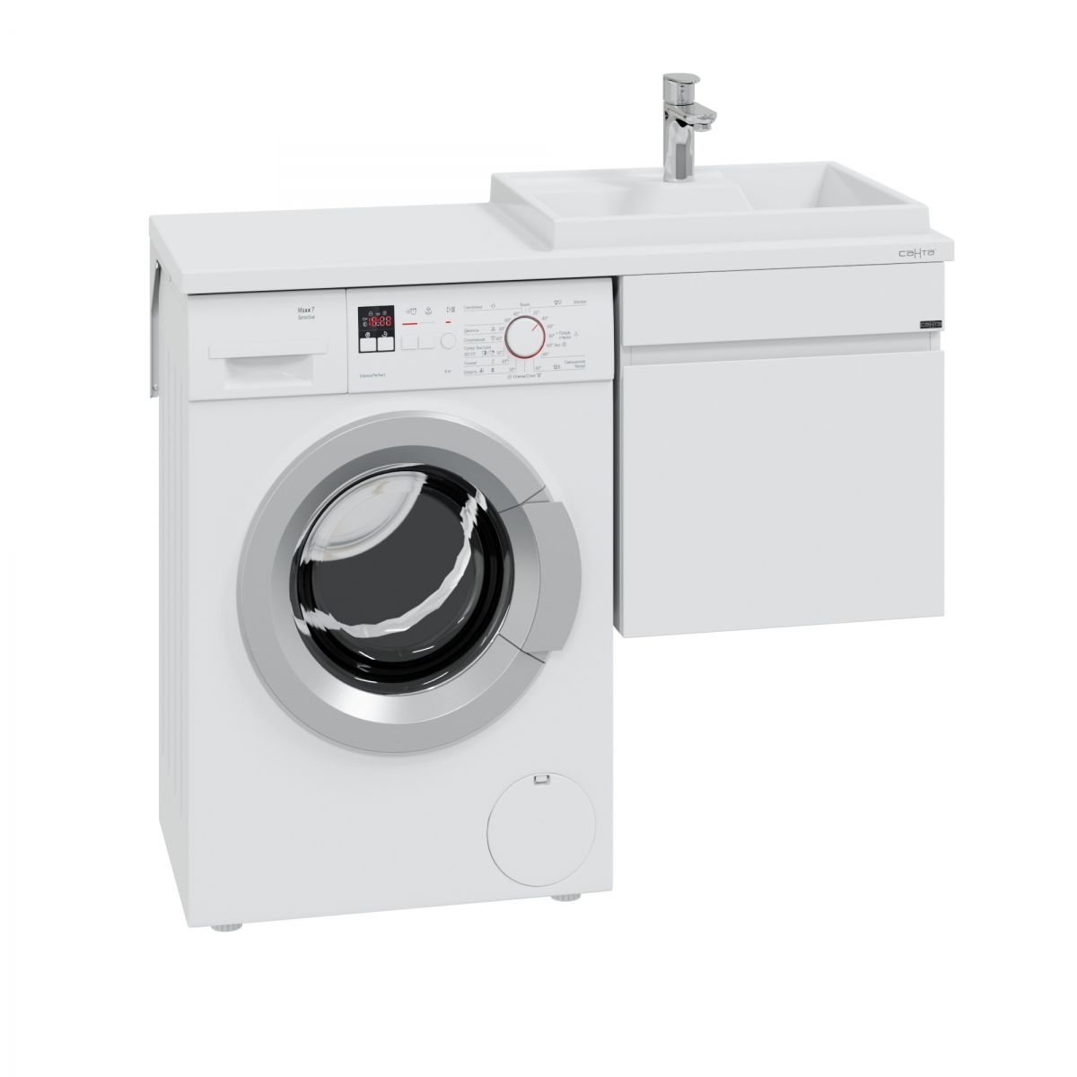 Тумба под раковину над стиральной машиной подвесная "Марс "48" 1 ящ. (ум. Юпитер 1100*500 литой мрамор)