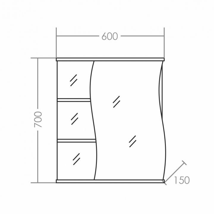 Зеркало "Волна-600" прав