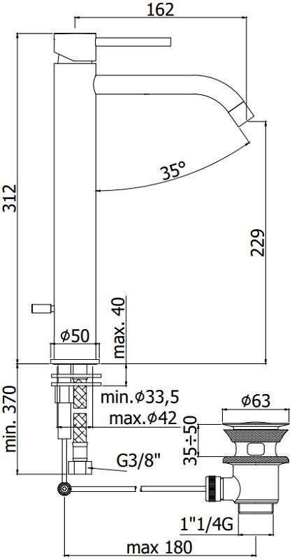 Смеситель для раковины Paffoni Light LIG085NO