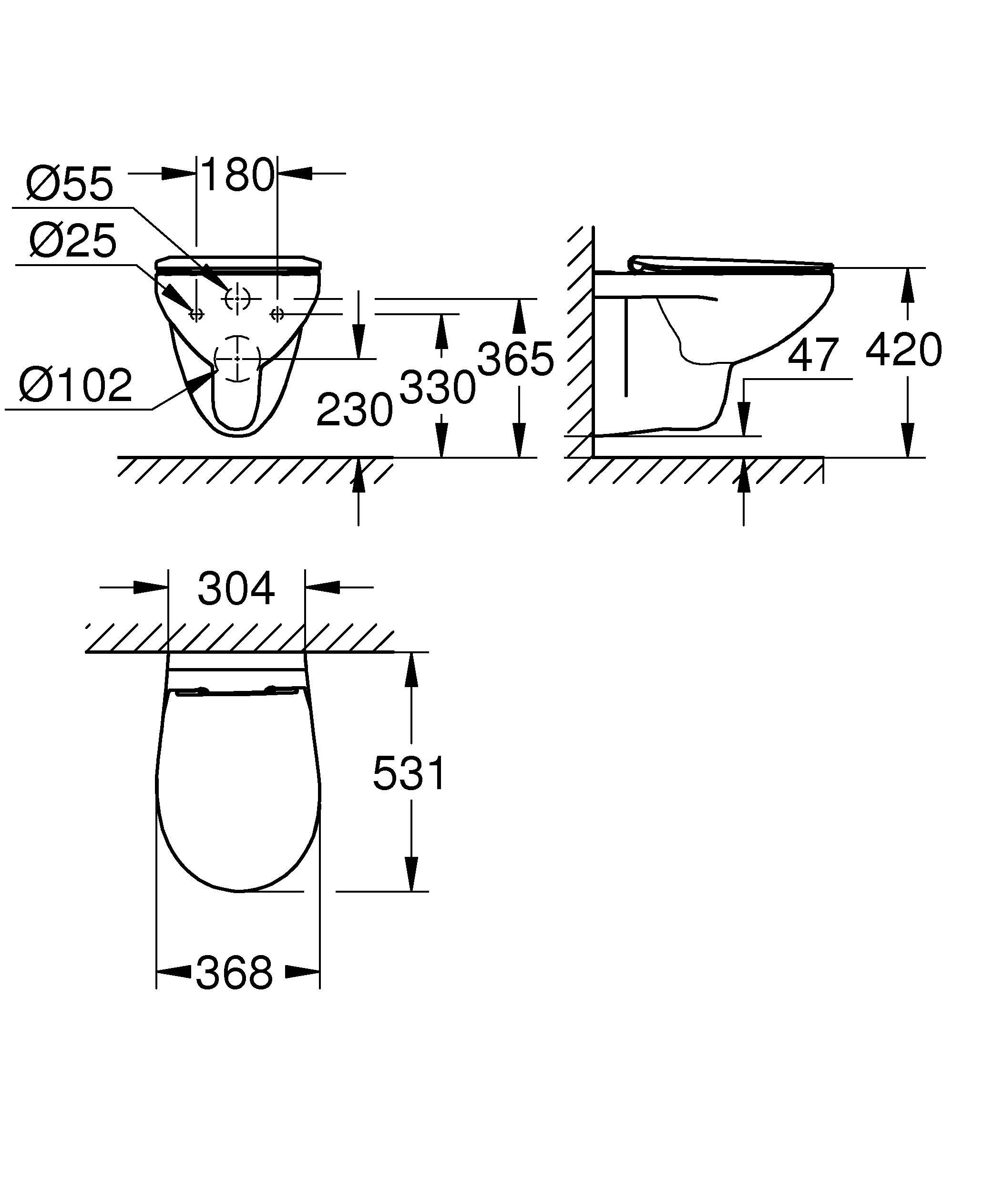Унитаз GROHE Bau Ceramic подвесной, альпин-белый (39899000) Унитаз GROHE Bau Ceramic подвесной, альпин-белый (39899000)