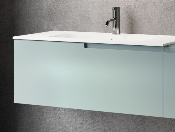 IBC Era, тумба под раковину 90 см левая, со скрытой ручкой в правой части, цвет шалфей матовый