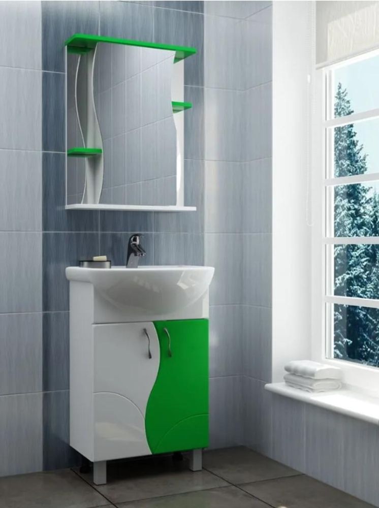 Тумба с раковиной напольная VIGO Alessandro tn.ALE.UYU.55.2D зел, 55 см, артикул tn.ALE.UYU.55.2D зел-com