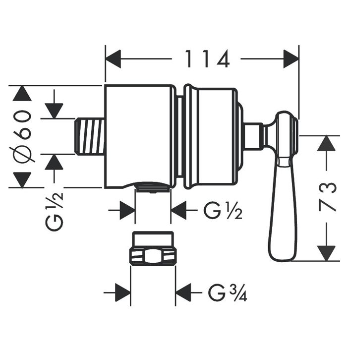 AX Montreux Fixfit Stop шланговое подсоединение, ½ (рычажные рук.), цвет: полированное золото