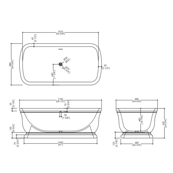 Devon Сифон для ванны AURORA/Diva/Celine/Wave с донным клапаном, цвет: никель блестящий