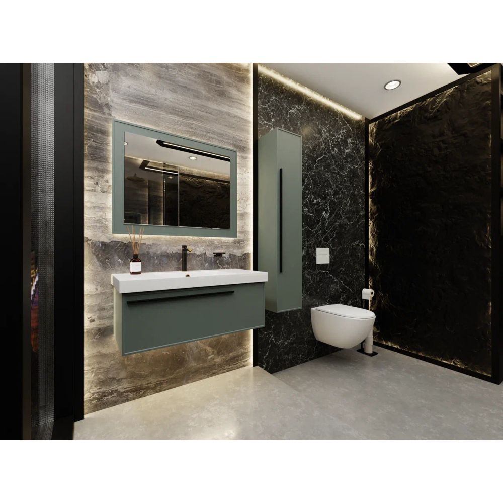 Зеркало с подсветкой La Fenice Cubo Grigio 100х80, серо-зелёное, артикул FNC-02-CUB-G-100-80